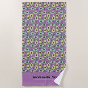 Serviette De Plage Motif de verdure de demi-avocat amusant