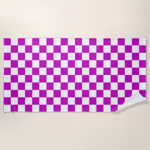 Serviette De Plage Motif de vérification À damiers blanc violet