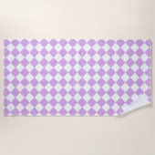Serviette De Plage Motif de vérification violet et blanc (Devant)