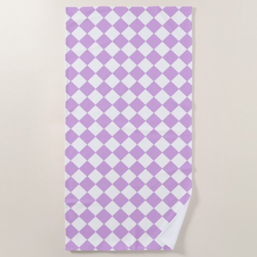 Serviette De Plage Motif de vérification violet et blanc (Devant)