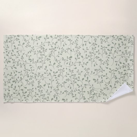 Serviette De Plage Motif de vigne botanique vert olive clair (Devant)