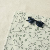 Serviette De Plage Motif de vigne botanique vert olive clair (En situation)