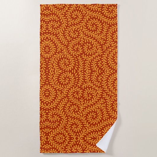 Serviette De Plage Motif de vigne feuillue jaune doré (Devant)