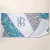 Serviette De Plage motif de volley-ball gris turquoise (Devant)