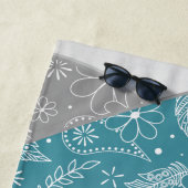 Serviette De Plage motif de volley-ball gris turquoise (En situation)