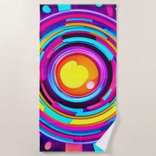 Serviette De Plage Motif de vortex en cercle néon