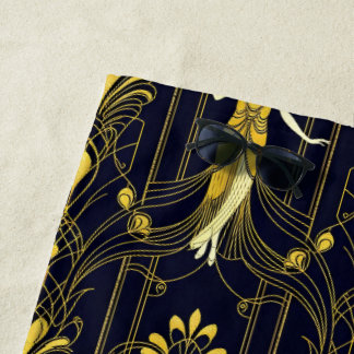 Serviette De Plage Motif décoratif doré et noir Gabsy