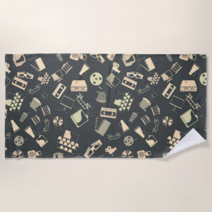 Serviette De Plage Motif d'éléments de film rétro
