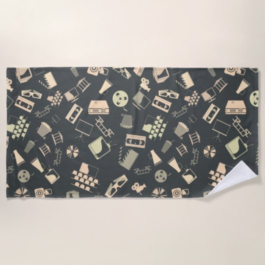 Serviette De Plage Motif d'éléments de film rétro (Devant)