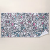 Serviette De Plage Motif dentaire de bande dessinée (Devant)