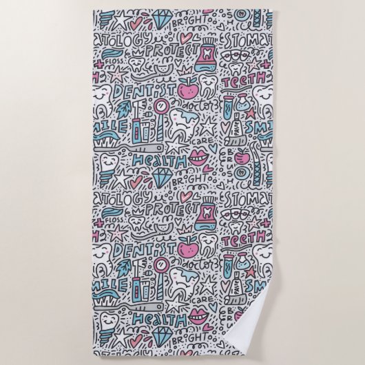 Serviette De Plage Motif dentaire de bande dessinée (Devant)