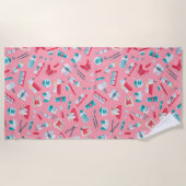 Serviette De Plage Motif dentaire rose (Devant)