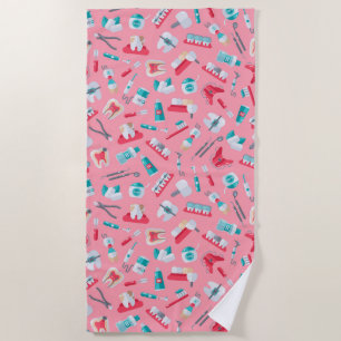 Serviette De Plage Motif dentaire rose