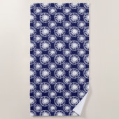 Serviette De Plage Motif des cercles Shibori bleu et blanc (Devant)