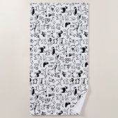 Serviette De Plage Motif des chiens noirs et blancs| Cute Canine Love (Devant)