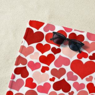 Serviette De Plage Motif Des Coeurs, Coeurs Rouges, Amour