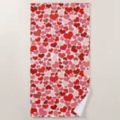 Serviette De Plage Motif Des Coeurs, Coeurs Rouges, Amour (Devant)