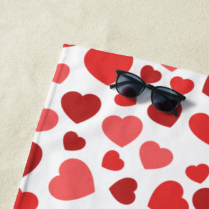 Serviette De Plage Motif Des Coeurs, Coeurs Rouges, Motif Des Coeurs