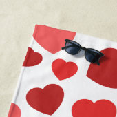 Serviette De Plage Motif Des Coeurs, Coeurs Rouges, Votre Nom (En situation)