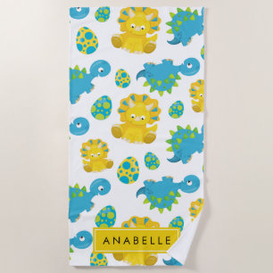 Serviette De Plage Motif Des Dinosaures, Dinosaures Mignons, Votre No