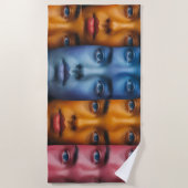 Serviette De Plage Motif des faces colorées (Devant)