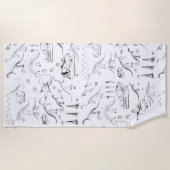 Serviette De Plage Motif des os fossiles de dinosaures (Devant)