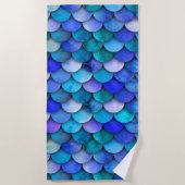 Serviette De Plage Motif d'été à l'échelle de sirène bleue et violett (Devant)