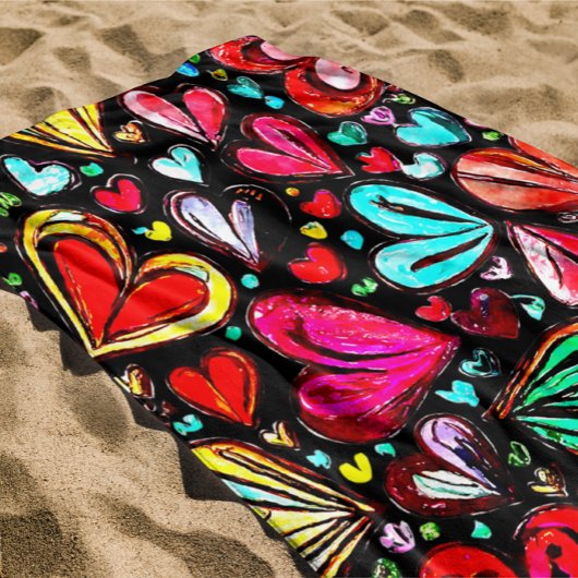 SERVIETTE DE PLAGE MOTIF D'ÉTÉ COLORÉ AU COEUR FUNKY