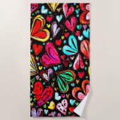 SERVIETTE DE PLAGE MOTIF D'ÉTÉ COLORÉ AU COEUR FUNKY (Devant)