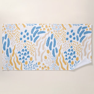 Serviette De Plage Motif d'été moderne orange rose bleu rose