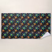 Serviette De Plage Motif d'étoiles de mer noir et moderne (Devant)