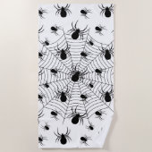 Serviette De Plage Motif d'Halloween Black White araignées (Devant)
