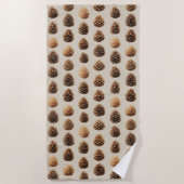 Serviette De Plage Motif d'hiver Rustique Brown Pine Cône (Devant)