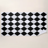 Serviette De Plage Motif diamant arlequin noir et blanc (Devant)