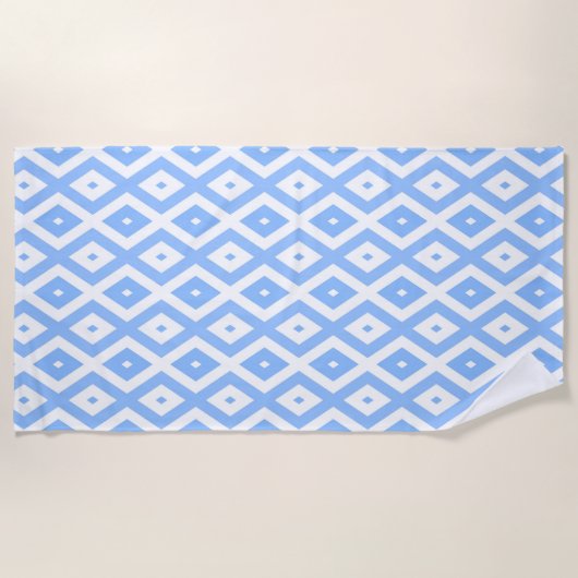 Serviette De Plage Motif diamant bleu et blanc (Devant)