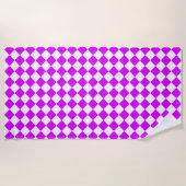Serviette De Plage Motif diamant de Checker blanc violet (Devant)