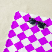 Serviette De Plage Motif diamant de Checker blanc violet (En situation)