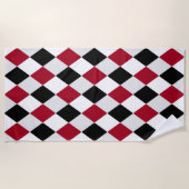 Serviette De Plage Motif diamant de l'arlequin noir et rouge (Devant)