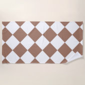 Serviette De Plage Motif diamant en blanc et Mocha Mousse (Devant)