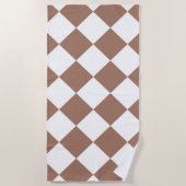 Serviette De Plage Motif diamant en blanc et Mocha Mousse (Devant)