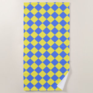 Serviette De Plage Motif diamant jaune bleu Checker