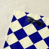 Serviette De Plage Motif diamant jaune Checker bleu (En situation)