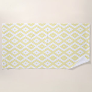 Serviette De Plage Motif diamant jaune pâle et blanc