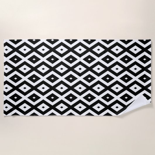 Serviette De Plage Motif diamant noir et blanc (Devant)