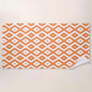 Serviette De Plage Motif diamant orange et blanc