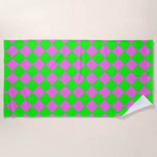 Serviette De Plage Motif diamant Pink Green Checker