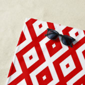 Serviette De Plage Motif diamant rouge et blanc (En situation)