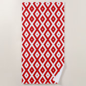 Serviette De Plage Motif diamant rouge et blanc (Devant)