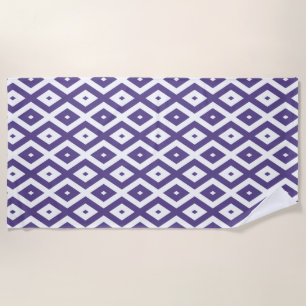 Serviette De Plage Motif diamant ultra violet et blanc