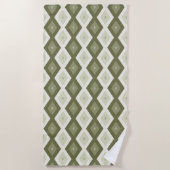Serviette De Plage Motif diamant vert olive (Devant)